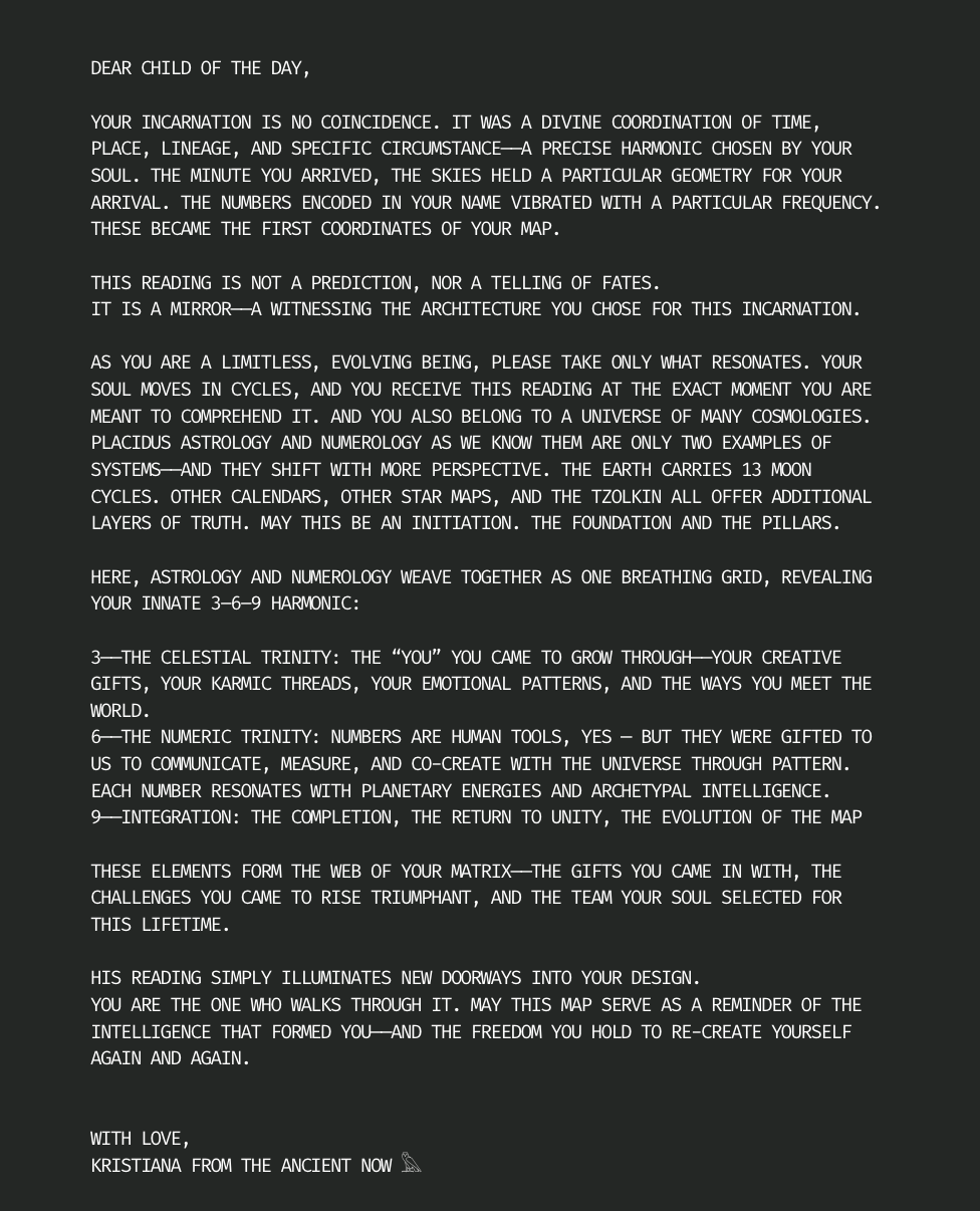 ASTROLOGY + NUMEROLOGY READING