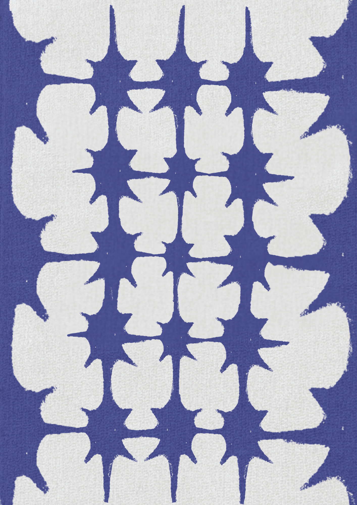 White abstract star pattern on a blue background, ritual art to be printed as wall art from The Ancient Now.