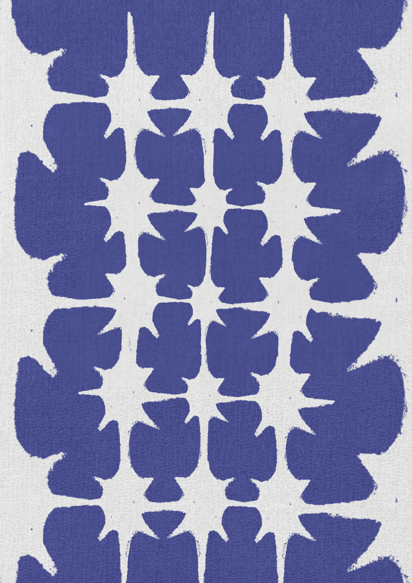 Blue abstract pattern on a white background, ritual art to be printed as wall art from The Ancient Now.