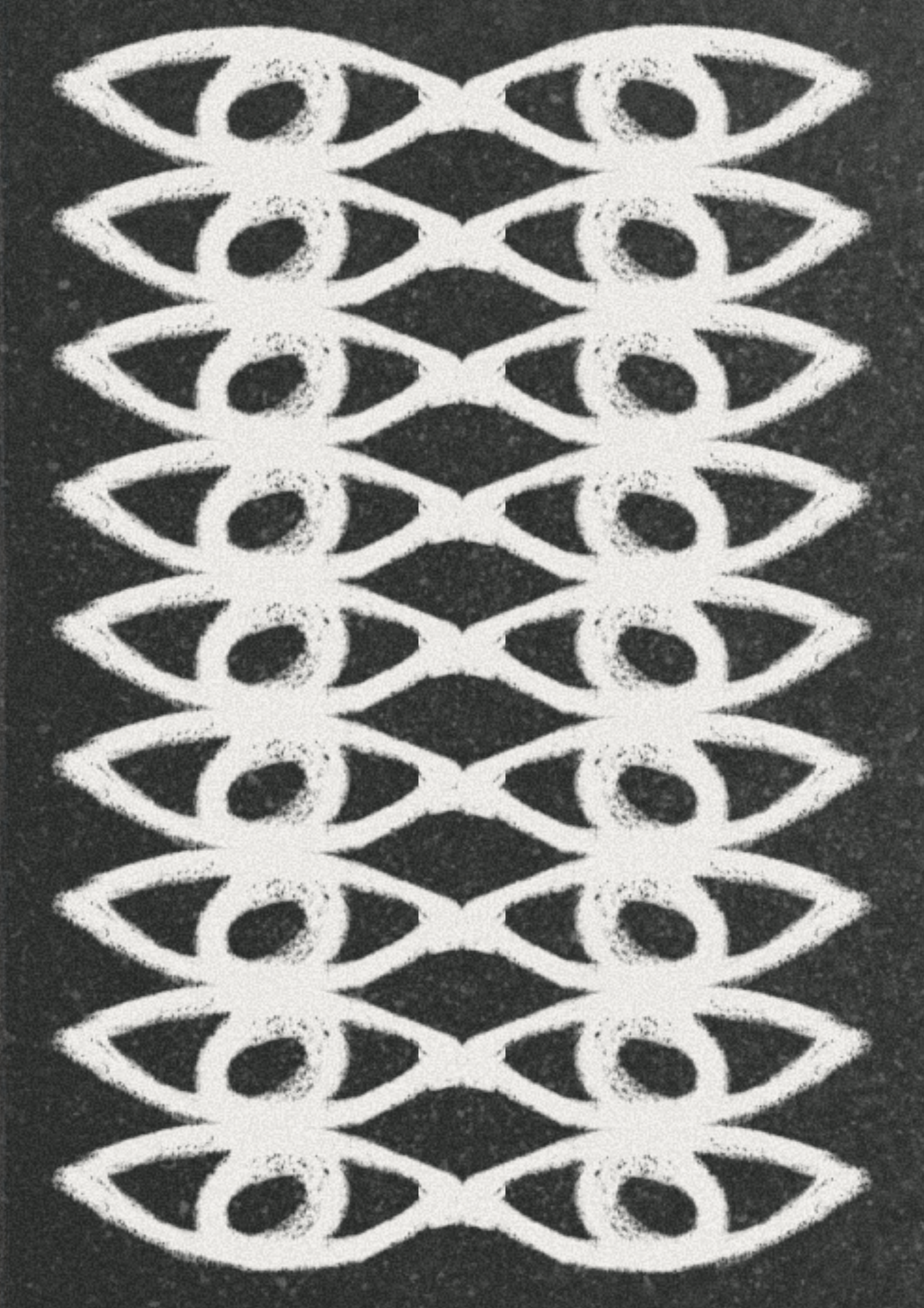Decorative white eye lace pattern on a black background,  ritual art to be printed as wall art from The Ancient Now.